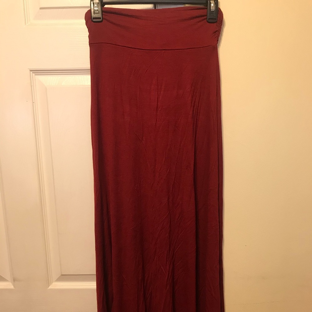maroon long skirt from wet seal